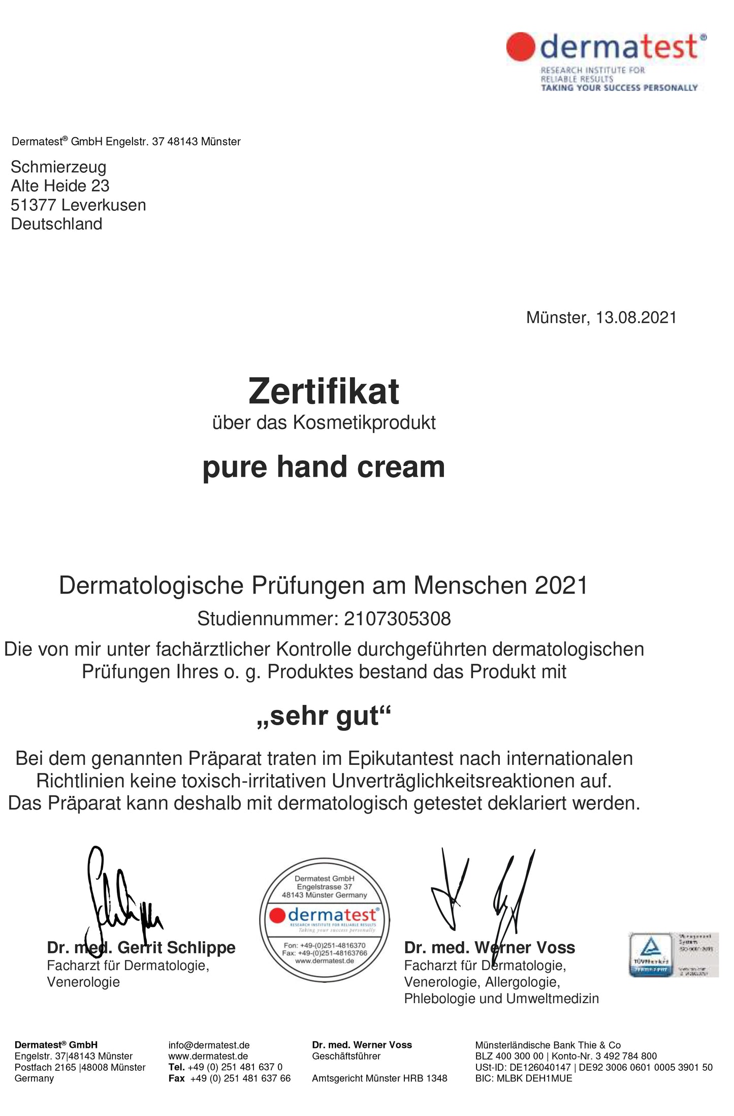 Dermatest. Handcreme von Ärzten empfohlen. Dermatologisch getestet. Sehr gute Handcreme. Für Neurodermitiker, Menschen mit Psoriasis, mit empfindlicher Haut. baut die Hautbarriere mit Allantoin und Panthenol auf. Enthält LInolsäure. Reparierend und pflegend mit bio Sheabutter. Vegan-friendly und tierversuchsfrei ohne Parabene, ohne Mikroplastik, ohne Paraffine, ohne Silikon.