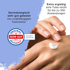 Extra ergiebige Handcreme, schnell einziehend für extrem beanspruchte Hände. Dermatologisch getestete Handcreme.